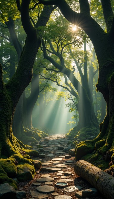 Free Enchanted Forest Pathway Image - Forest, Trees, Sunbeams ...