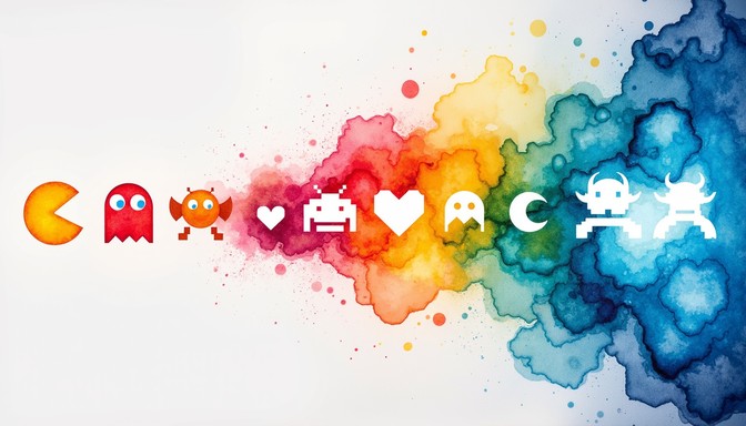 Free Arcade Watercolor Fusion Image - Retro, Watercolor, Arcade ...