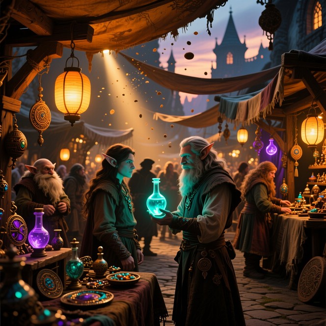 Fantasy Tea Merchant Free Enchanted Potion Exchange Photo - Fantasy, Marketplace, Merchant ...