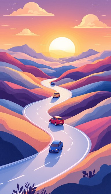Download Sunset Mountain Journey Image - Sunset, Mountains, Road