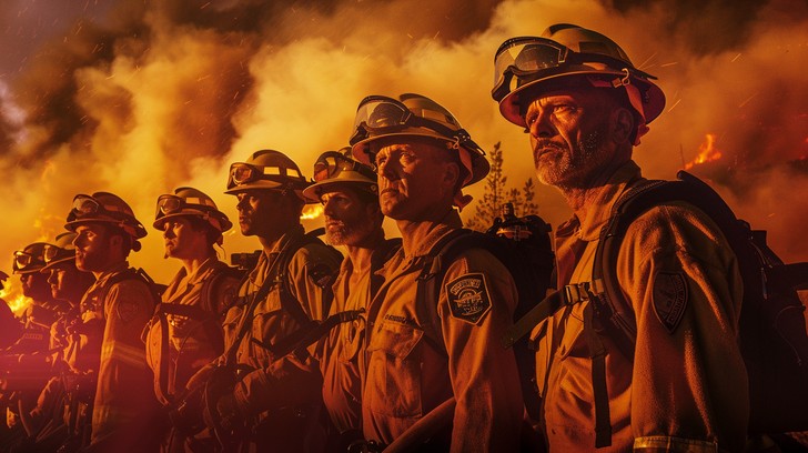 Free Brave Firefighters Posing Image - Firefighters, Bravery, Sunset ...