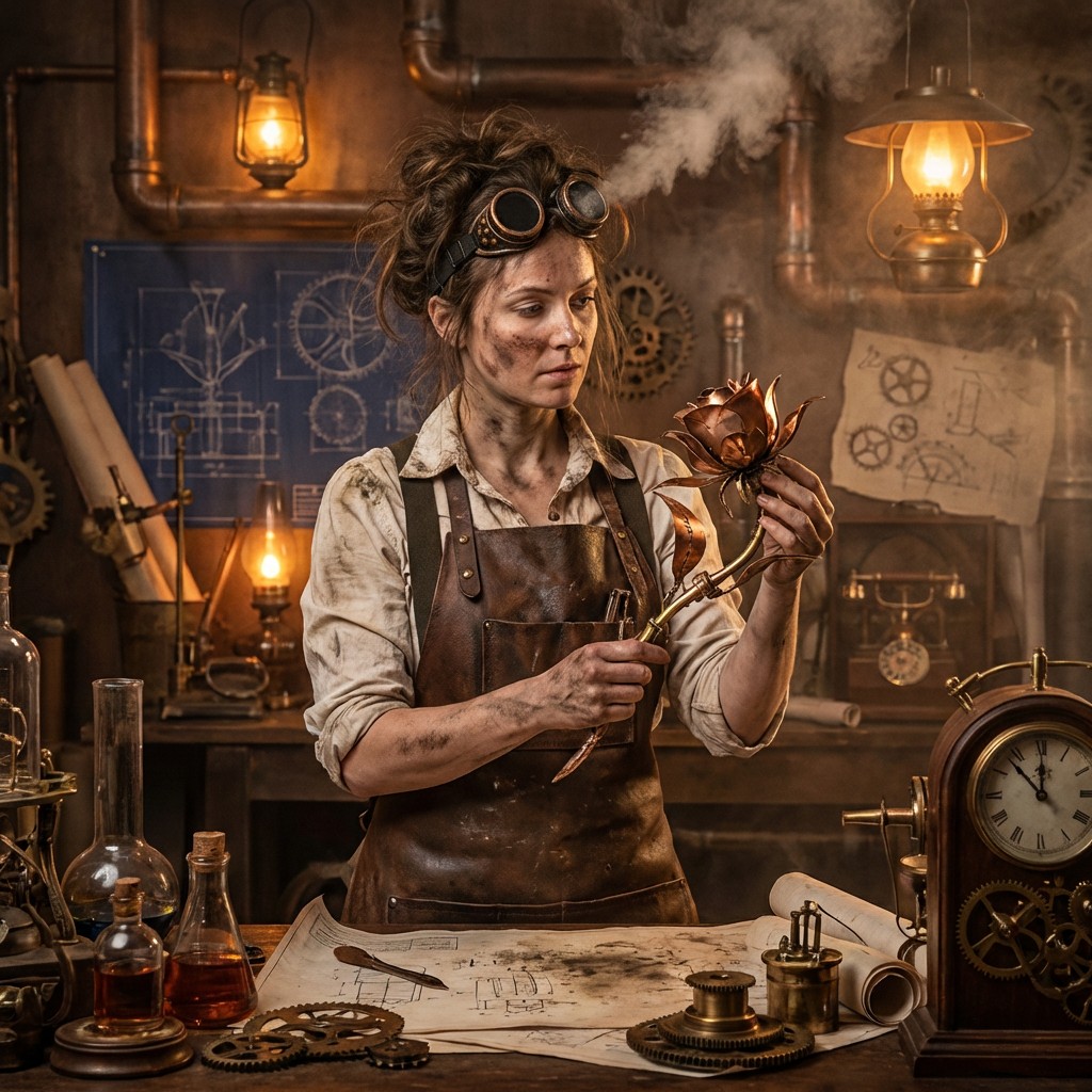 Free Steampunk Botanical Invention Image - Steampunk, Inventor, Woman ...