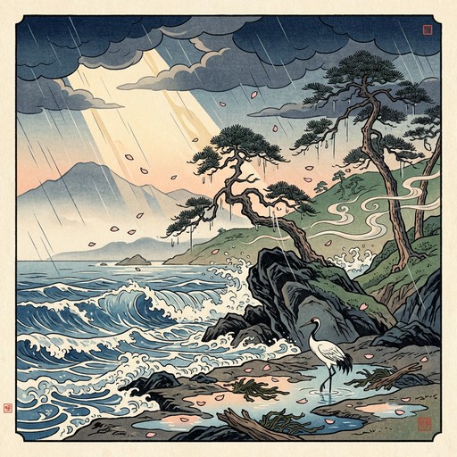 Ukiyo E Rocks Free Storm Aftermath Tranquility Image - Ukiyo-e, Woodblock, Japanese ...