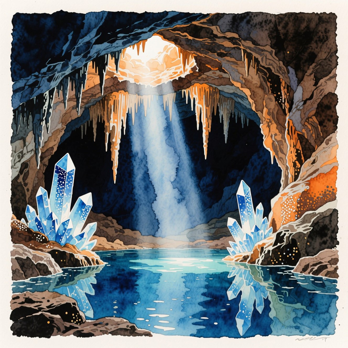 クリスタル大聖堂の洞窟の画像をダウンロード - 水彩画, 洞窟, 地下の