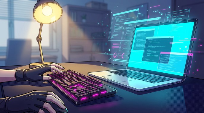 Free Cyberpunk Coding Station Image - Anime, Cyberpunk, Workspace ...