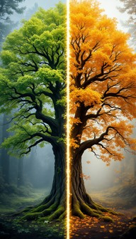 Download Seasons Split Tree Image - Tree, Seasons, Forest | StockCake