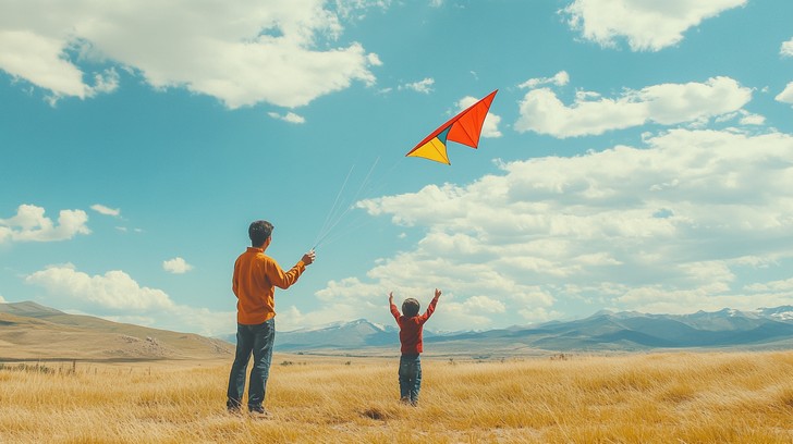 Free Flying Kite Together Image - Father, Son, Kite | Download at StockCake
