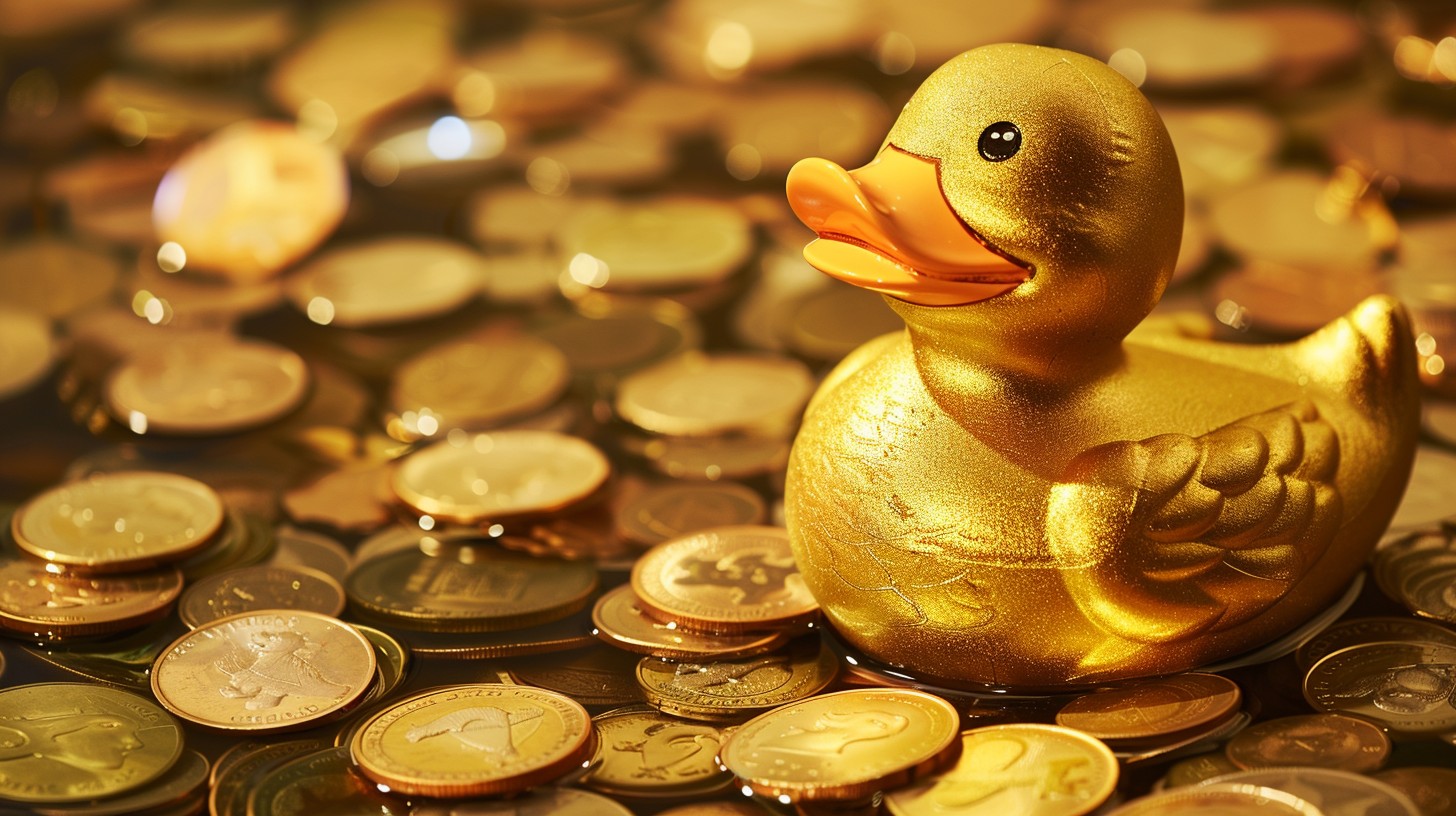 Free Golden Duck Prosperity Image - Golden, Duck, Coins | Download at ...
