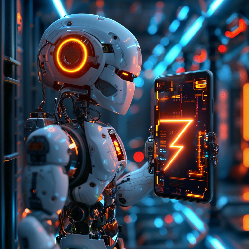 Free Robot Holding Smartphone Image - Robot, Technology, Futuristic ...