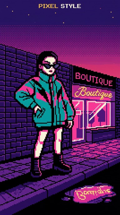 Free Neon Pixel Fashion Image - Pixel, Retro, Neon | Download at StockCake