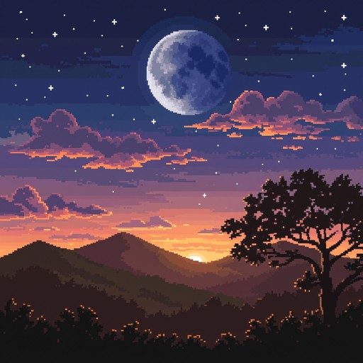 Free Sunset Pixel Tree Image - Pixel, Tree, Sunset | Download at StockCake