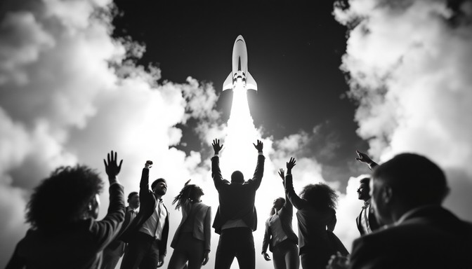 Free Team Launching Success Image - Teamwork, Rocket, Business ...