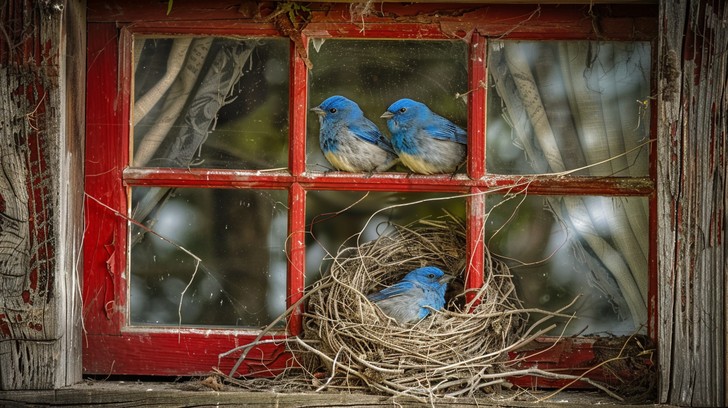 Free Nestled Blue Birds Image - Birds, Nesting, Window | Download at ...