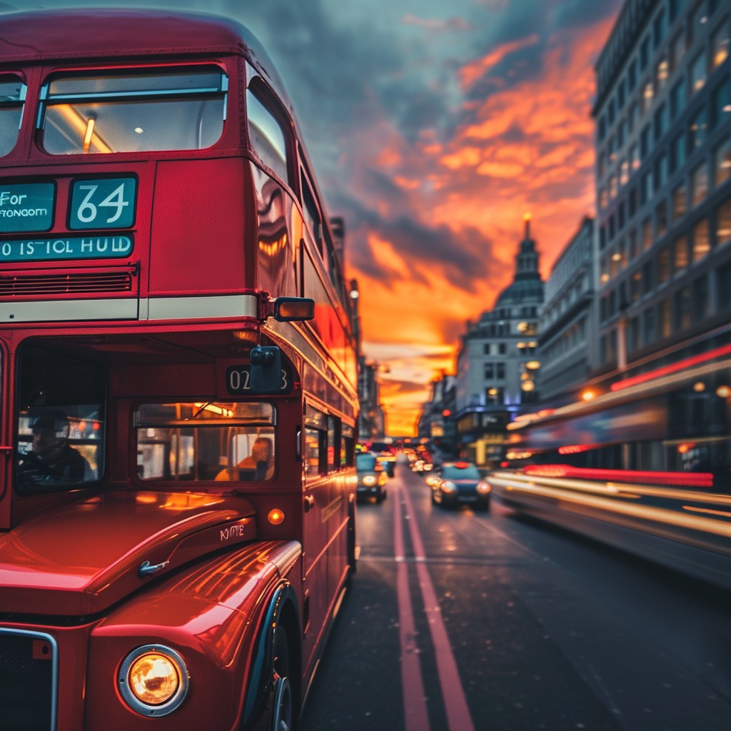 Free Iconic Red Bus Image - Sunset, Bus, City | Download at StockCake