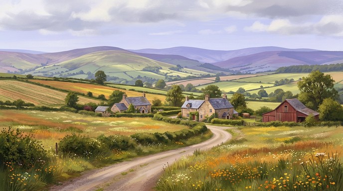 Carnegie Countryside Texture Free Tranquil rolling countryside Image - Watercolor, Countryside ...