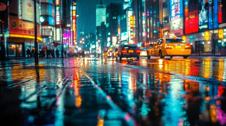 Free Rainy city night Image - City, Night, Rain | Download at StockCake