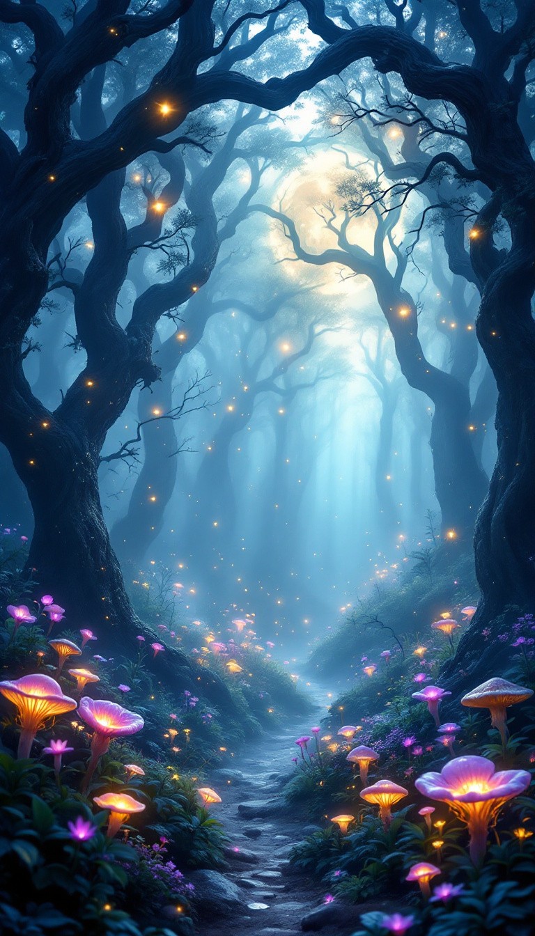 Free Enchanted Forest Path Image - Forest, Magical, Moonlight ...