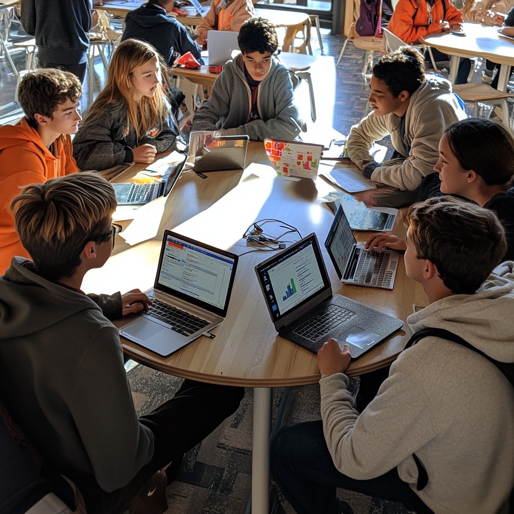 Discussion Project Free Students discussing project Image - Students, Discussion, Laptops ...