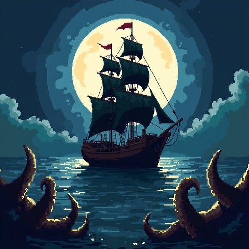 Free Monstrous Ocean Encounter Image - Ocean, Moonlight, Octopus ...