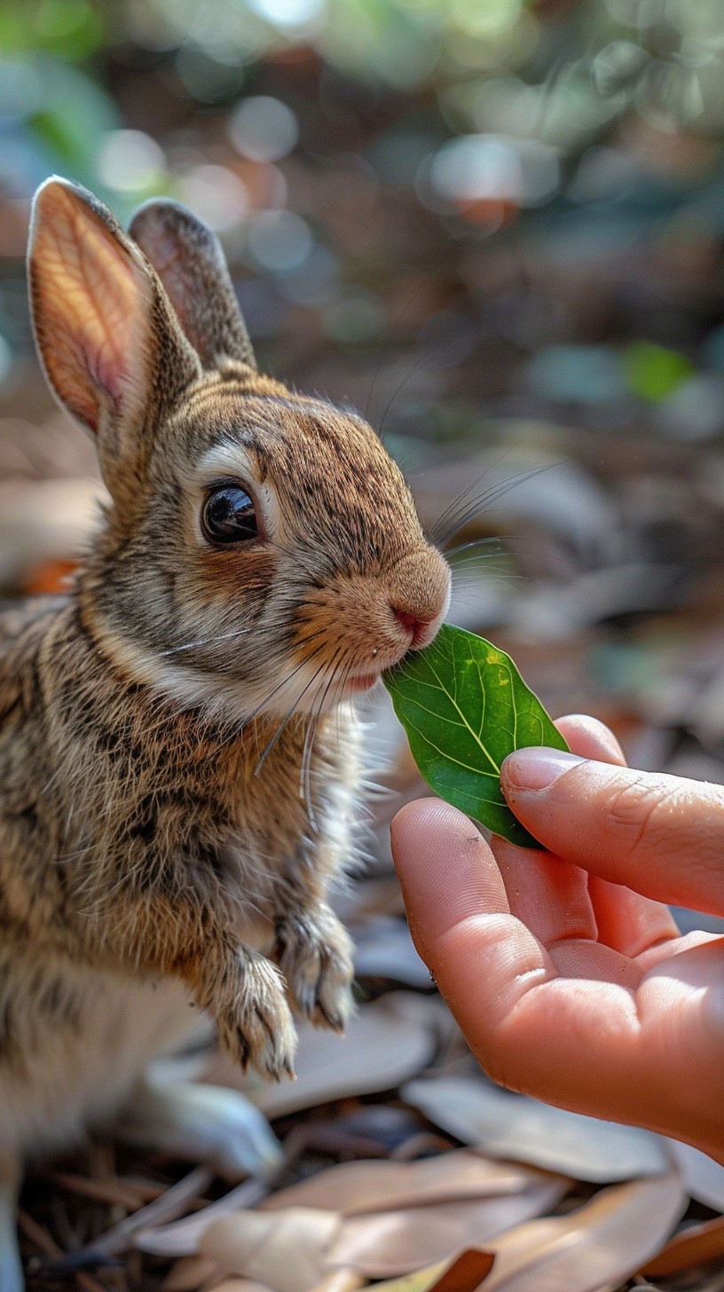 Free Rabbit Feeding Time Image - Rabbit, Leaf, Feeding | Download at ...