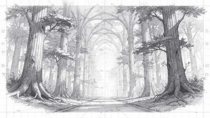 Free Forest Cathedral Sketch Image - Forest, Graphite, Sketch ...