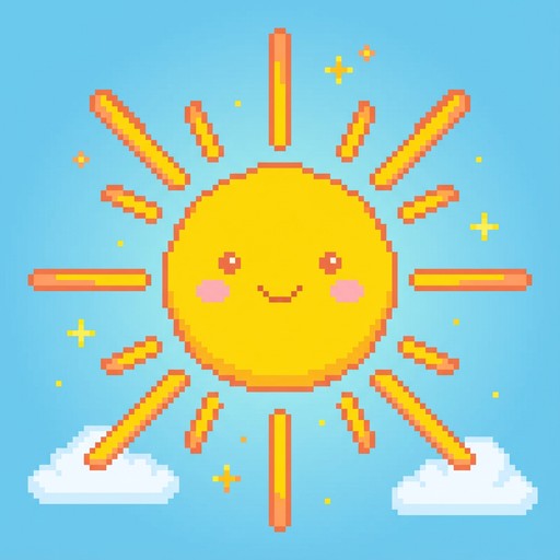 Free Happy Pixel Sun Image - Sun, Pixel, Kawaii | Download at StockCake