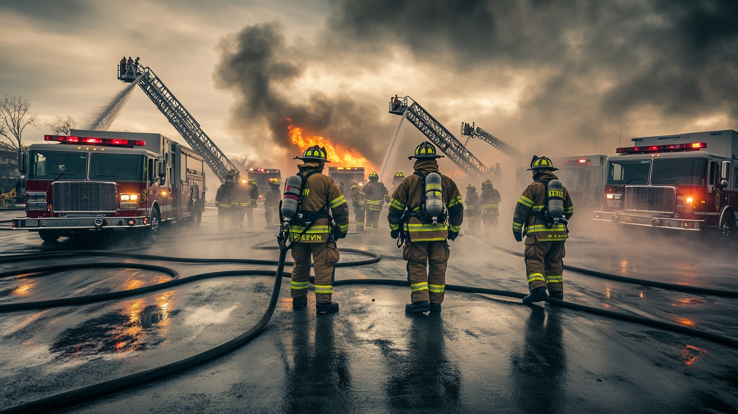 Free Firefighters Battling Blaze Photo - Firefighters, Blaze, Smoke ...