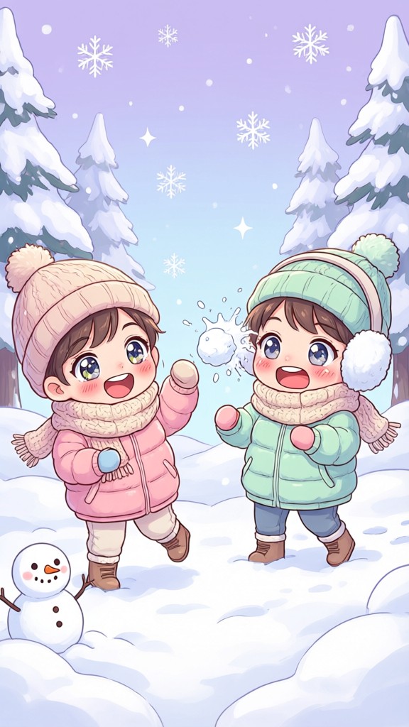 Download Chibi Snowball Fight Image - Chibi, Kawaii, Anime | StockCake