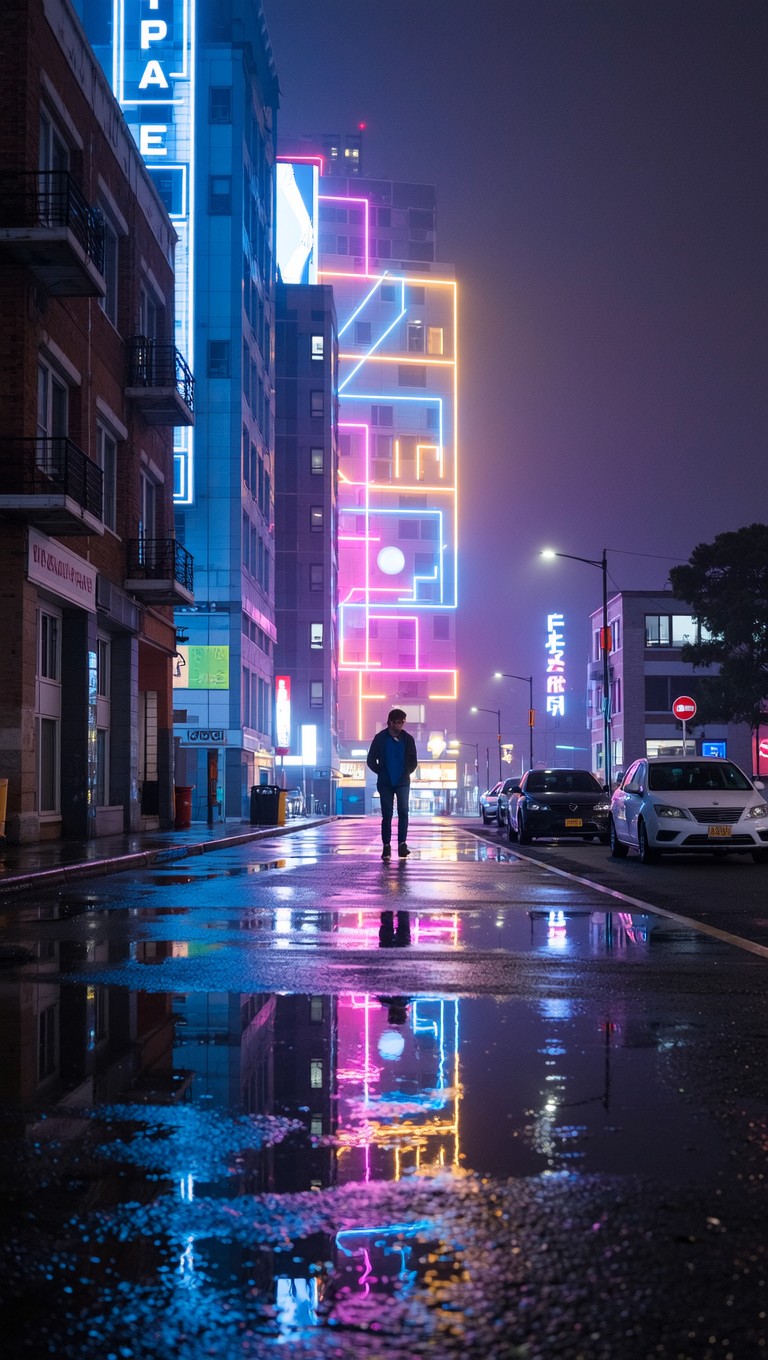 Free Neon Rainy Night Photo - Neon, Cyberpunk, Rain | Download at StockCake