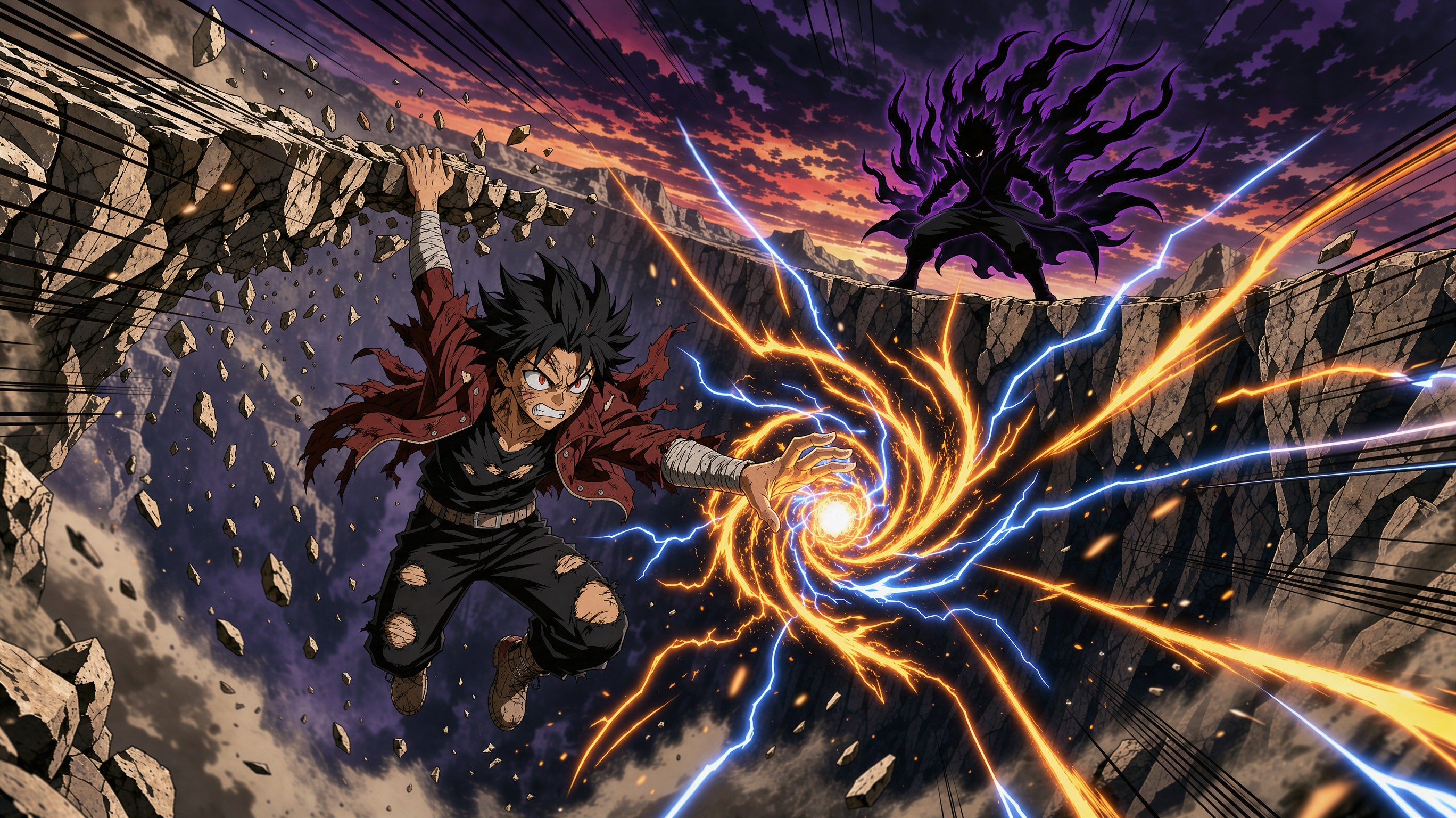 Download Cliffside Anime Showdown Image - Anime, Illustration, Shonen ...