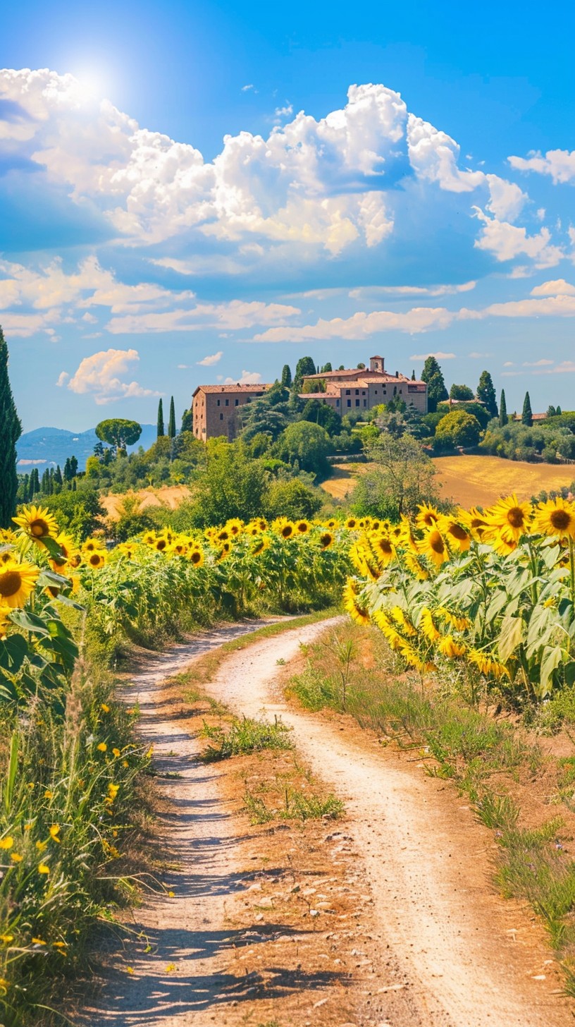 Free Sunflower Path Serenity Image - Sunflowers, Countryside, Landscape ...