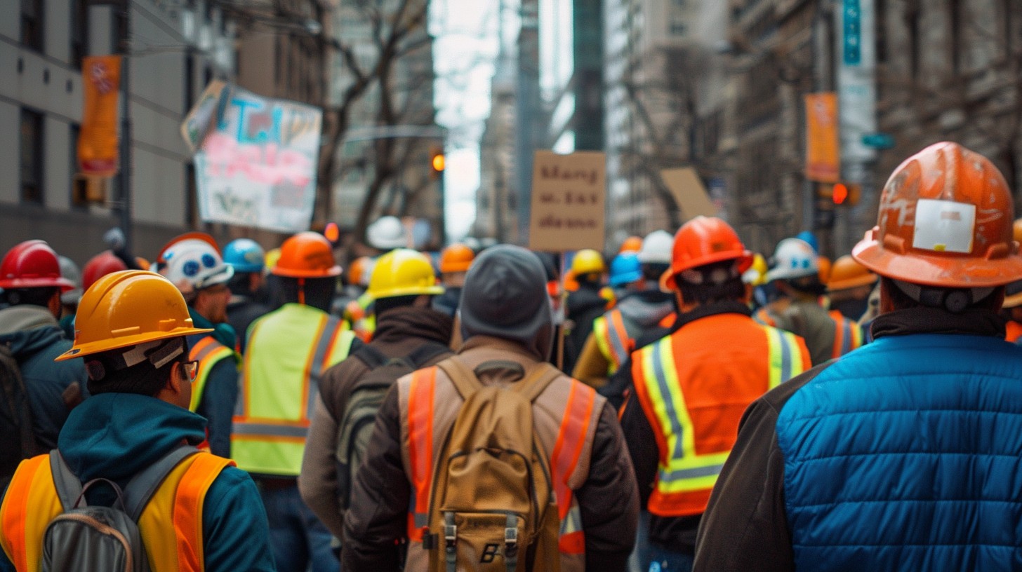 Workers Rising Free Workers Rallying Downtown Image - Protest, Workers, Construction ...