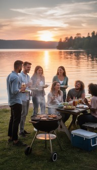 Free Lakeside Barbecue Celebration Image - Barbecue, Lakeside, Sunset ...