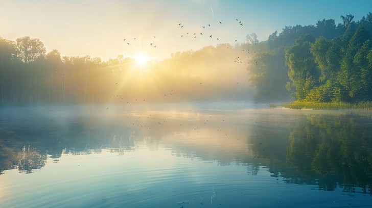 Free Misty Sunrise Silhouette Image - Sunrise, Mist, Lake | Download at ...