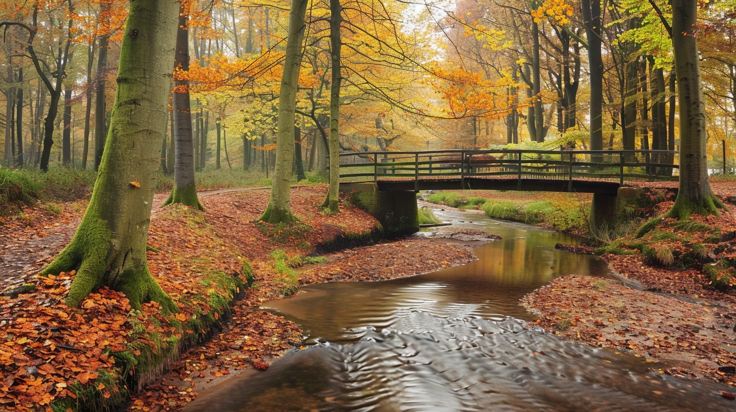 Free Autumn Bridge Scene Image - Autumn, Bridge, Stream | Download at ...