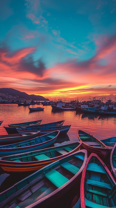Free Sunset Harbor View Image - Sunset, Harbor, Ships | Download at ...
