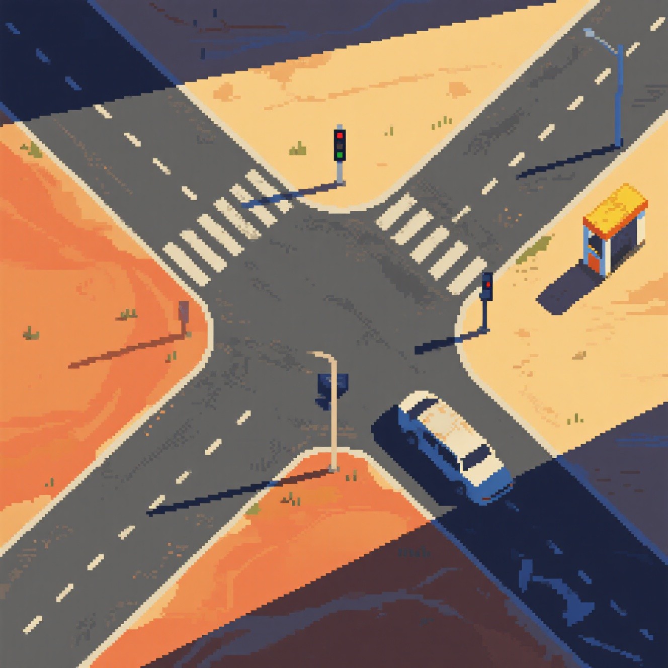 Free Deserted Pixel Crossroads Image - Crossroad, Intersection, Pixel ...
