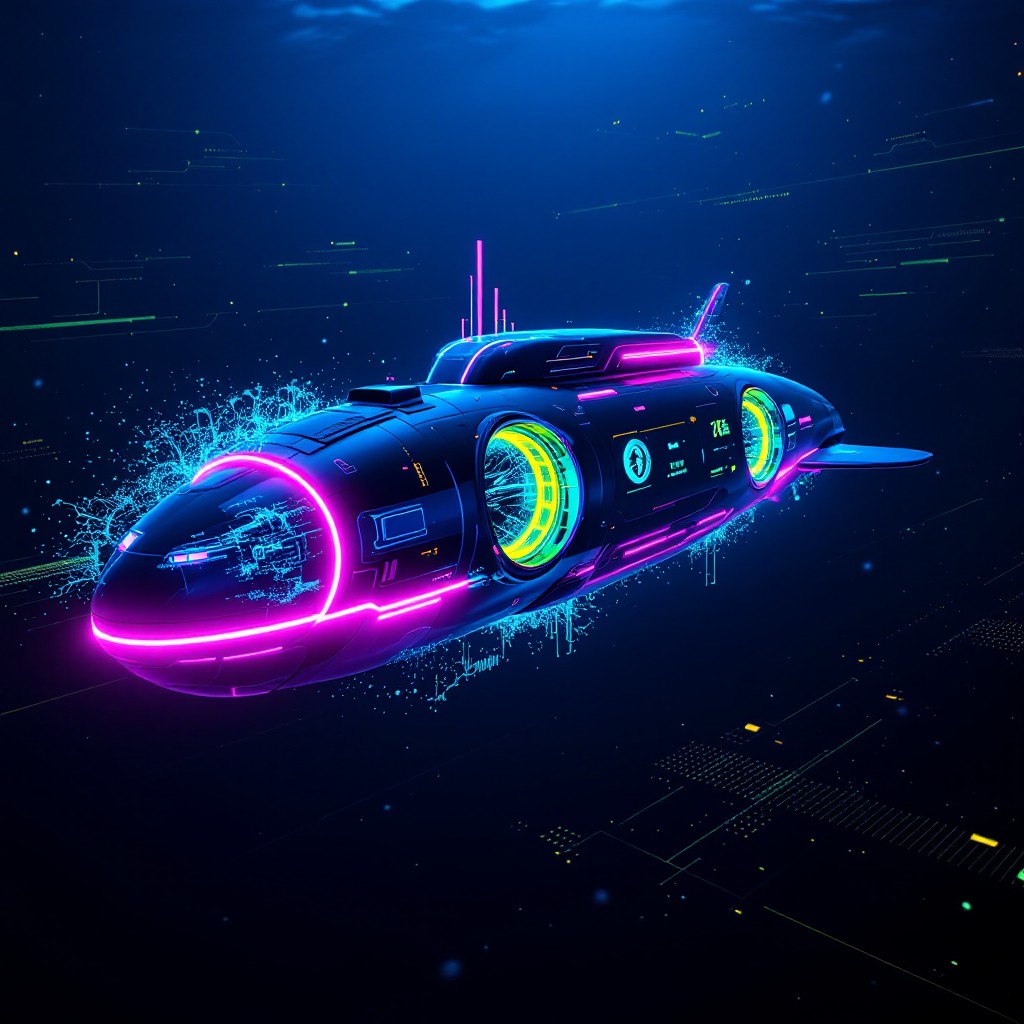 Free Neon Deep Dive Image - Submarine, Cyberpunk, Neon | Download at ...