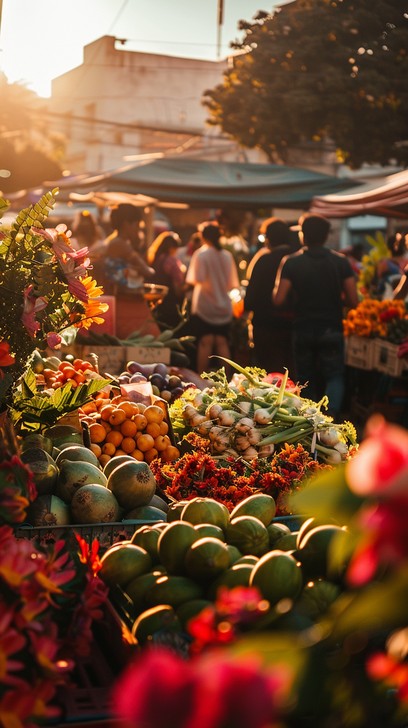 Market Setting Images Free Bustling Market Scene Image - Market, Fruits, Flowers | Download ...