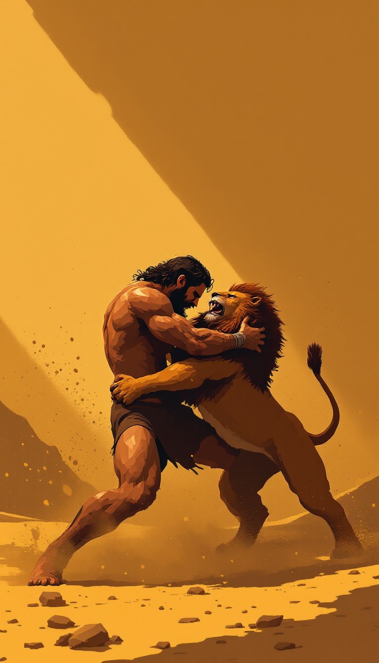 Free Strength Against Beast Image - Wrestling, Lion, Warrior | Download ...
