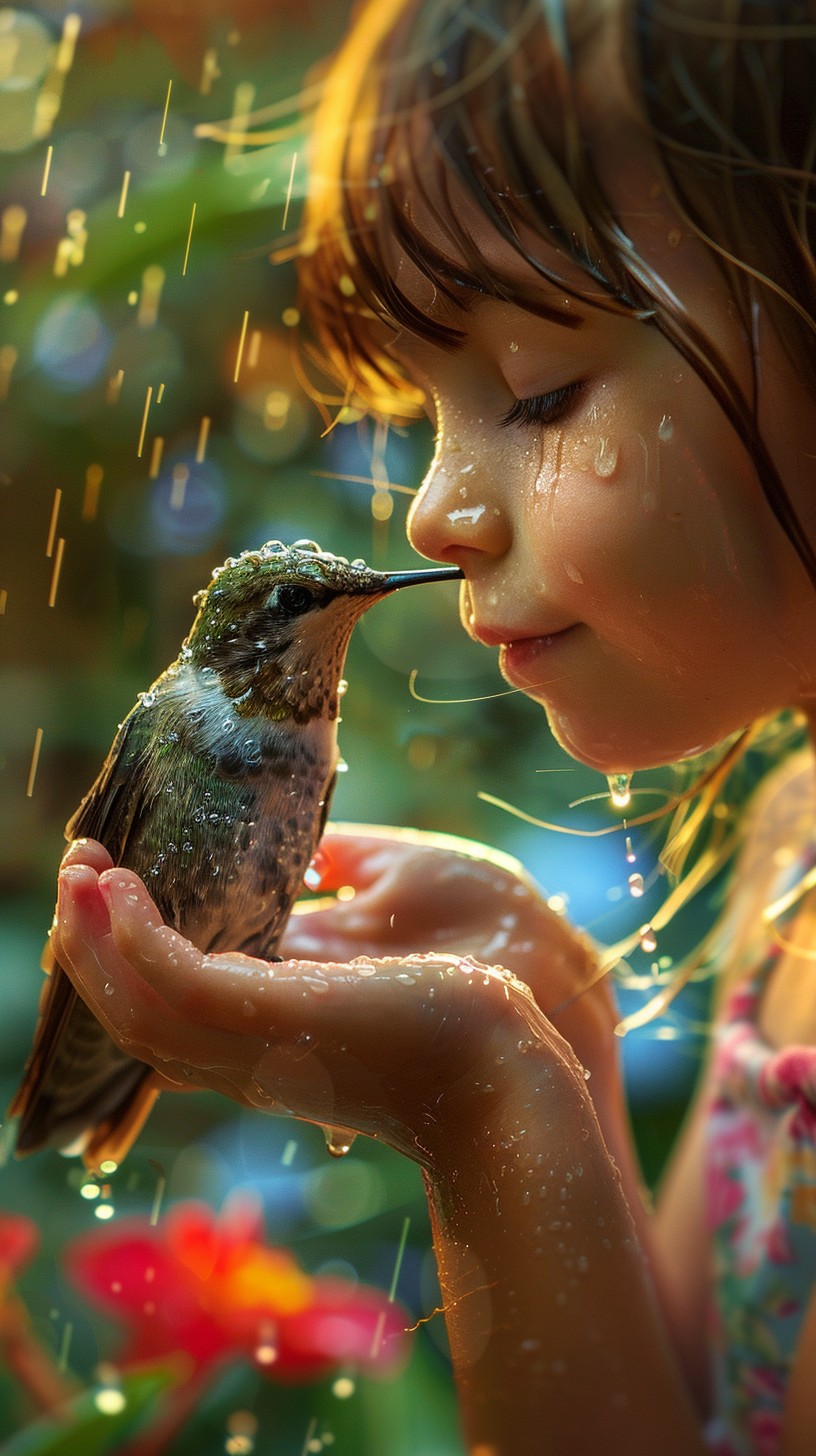 Free Child Holding Hummingbird Image - Child, Hummingbird, Nature ...