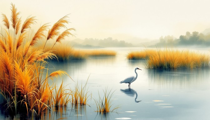 Reeds Perspective Free Golden Reeds Serenity Image - Landscape, Watercolor, Painting ...