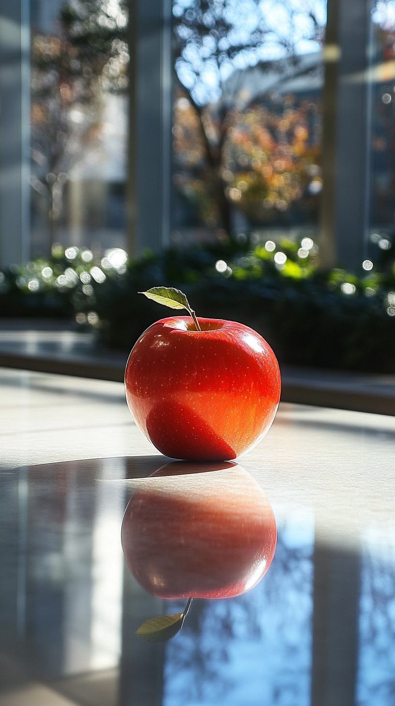 Free Sunlit solitary apple Image - Apple, Reflection, Sunlight ...