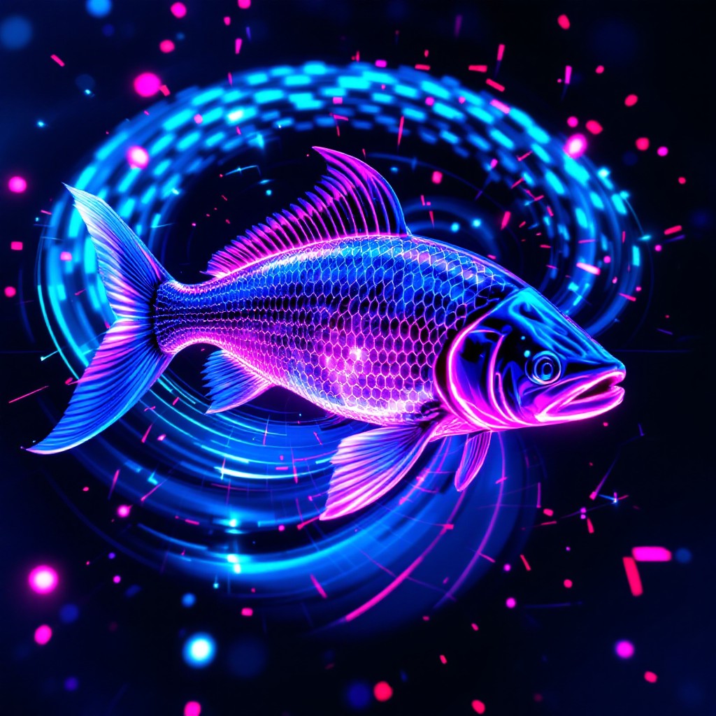 Download Neon Cyber Fish Image - Cyberpunk, Neon, Holographic | StockCake