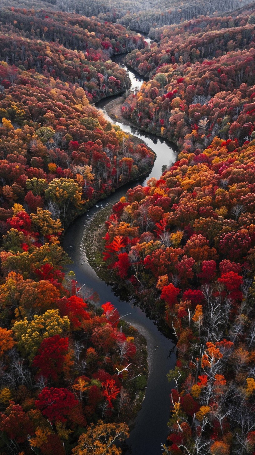 Free Autumn River Serpentine Image - Aerial, River, Autumn | Download ...