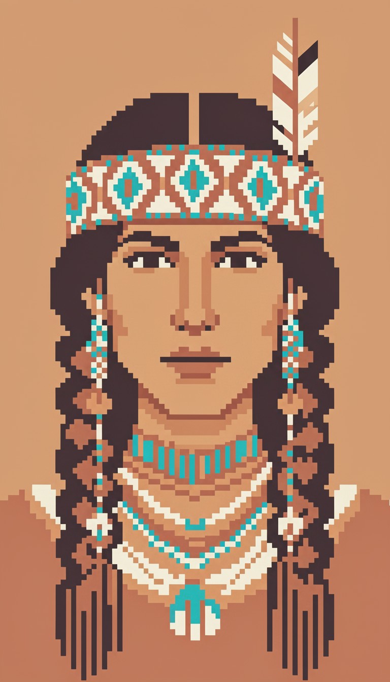 Free Indigenous Pixel Portrait Image - Woman, Indigenous, Native ...