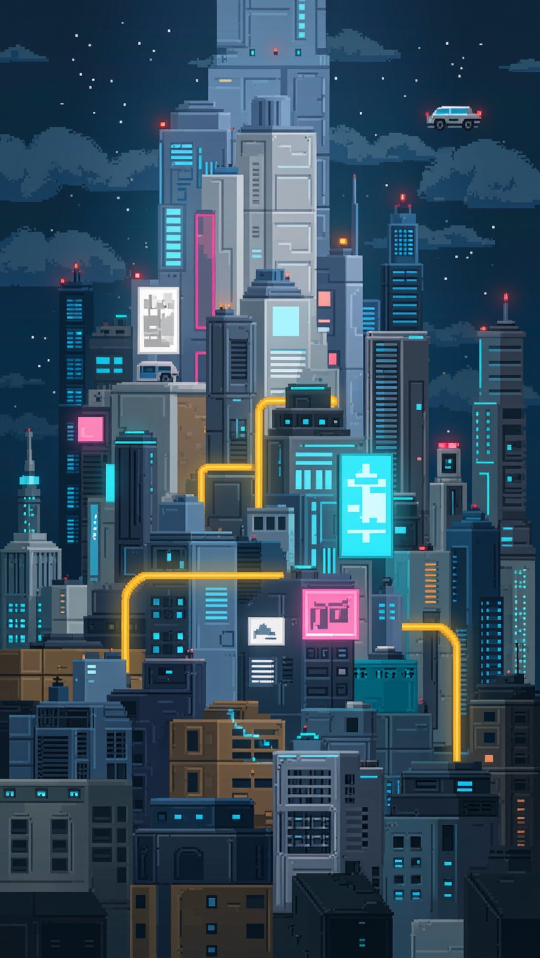 Free Neon Pixel Metropolis Image - Cyberpunk, Metropolis, Cityscape ...
