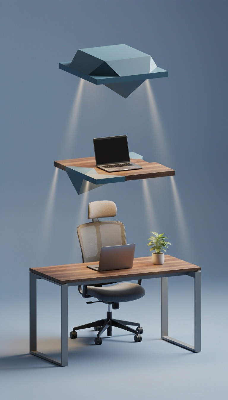 Working Station Design Floating Free Floating Workspace Design Image - Workspace, Floating, Minimal ...