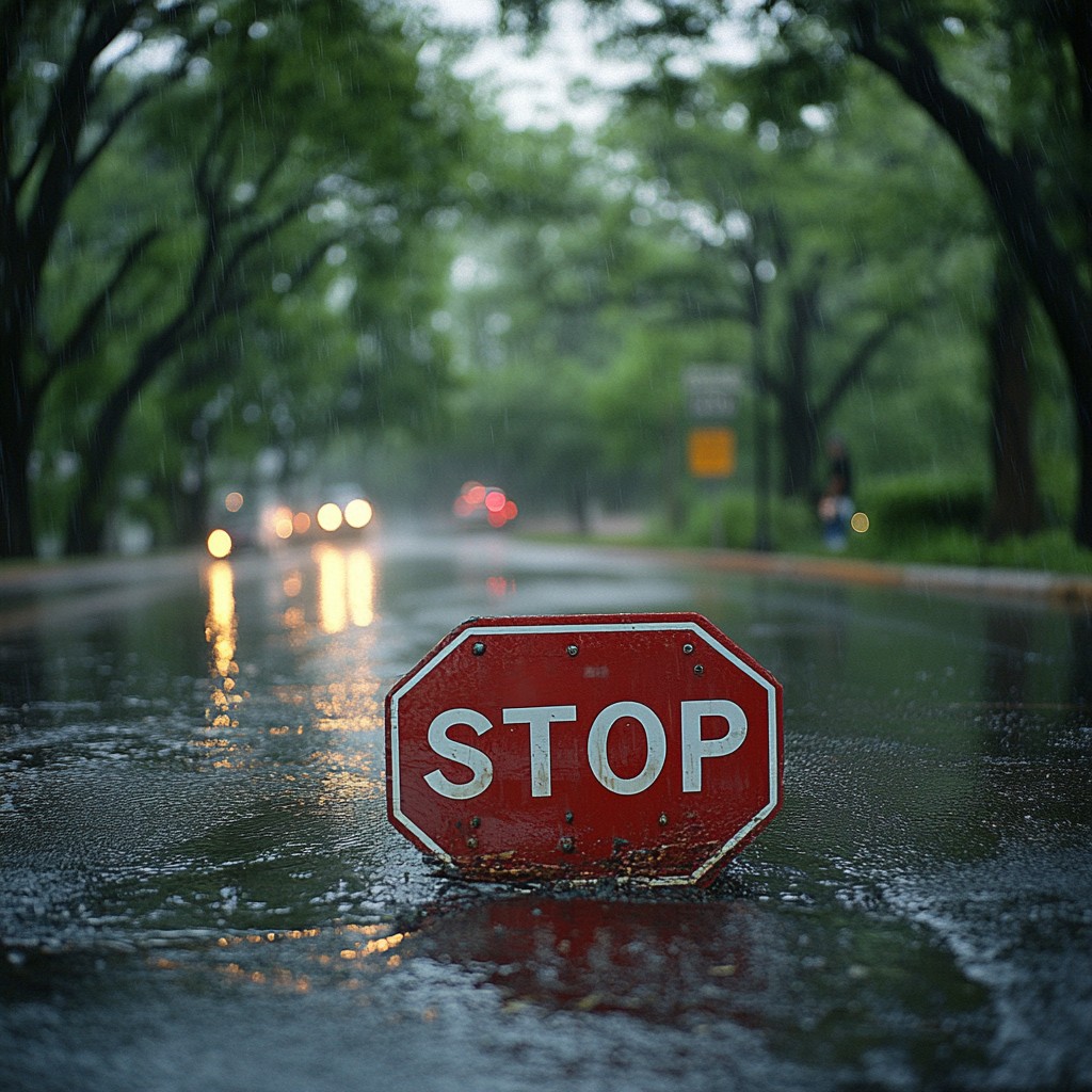 Stope Raining Free Rainy stop sign Image - Rain, Wet, Road | Download at StockCake