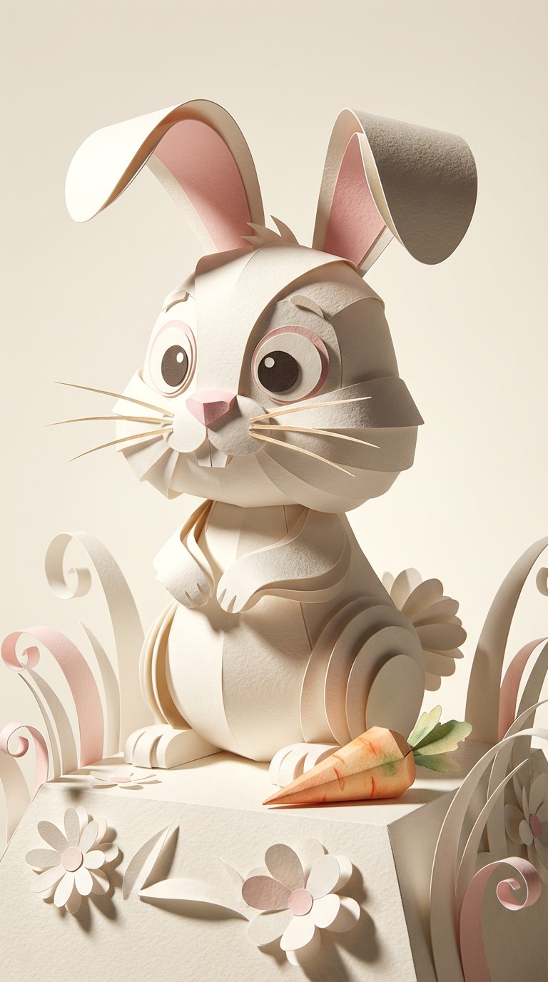 Tiny Green Rabbit Paper Free Whimsical Paper Rabbit Image - Bunny, Rabbit, Paper | Download at ...